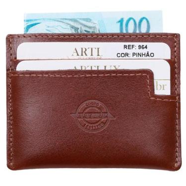 Imagem de Mini Carteira Slim Para CNH Ultrafina Em Couro Legítimo - Artlux, Pinh