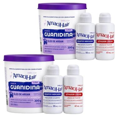 Imagem de Kit Embelleze AmaciHair Liso Óleo De Argan: 2 Creme Alisante Guanidina 200g