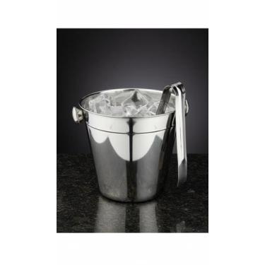 Imagem de Balde Gelo Aço Inox Com Pinça Pegador Liso 750ml - Congratulations Sto