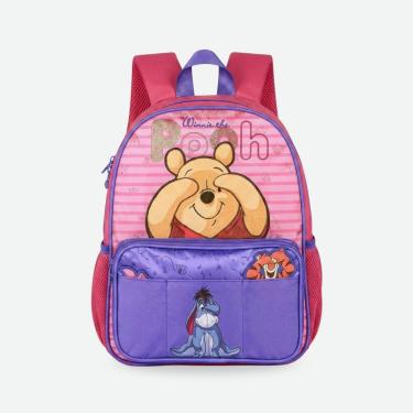 Imagem de Mochila de Costas Infantil Clio Style Ursinho Pooh Disney PO27042 Alças Acolchoadas Bolsos Laterais Rosa
