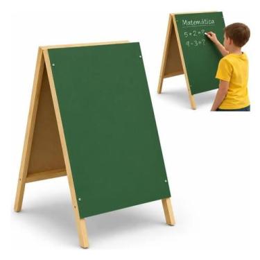 Imagem de Quadro Cavalete Lousa com dupla face em MDF Educativo, propagandas 62x