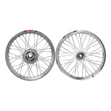 Imagem de Par Rodas Xtz 125 Aro Alumínio Polido Fabreck Raio 4mm Aço
