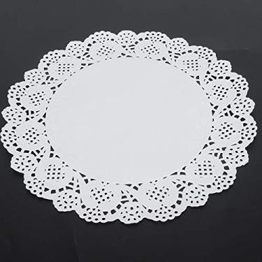 Imagem de 420 peças de lenços de papel redondos de renda branca, almofadas de embalagem de bolo, lenços vazados, papel de renda, jogos americanos para bolo, sobremesa, artesanato, festa, casamento, mesa, decoração