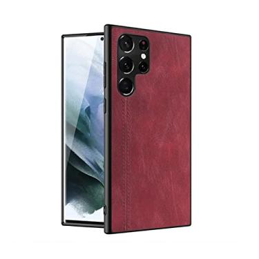 Imagem de Capa de couro ultra fina de luxo para Samsung Galaxy S22 Ultra S20 FE S21 Plus 5G S 22 S22Ultra A33 A53 A32 A12 A52S A72, vinho tinto, para Galaxy A72 5G