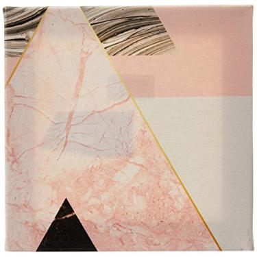 Imagem de Arte Maníacos Quadro Decorativo em Tela Canvas Geométrico Triângulos Mármore Rosa - 46x32,5cm