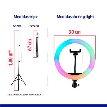 Imagem de Ring Light Colorida Rgb33 Com Tripé Vídeo Foto 30Cm