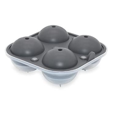 Imagem de Bandeja de cubo de gelo molde de cubo de gelo 4 cavidades máquina de bola de gelo transparente de 6,3 cm bola de uísque molde de bola de gelo máquina de cubo de gelo picolé adequado para molde de cubo de gelo de uísque de coquetel (cor: cinza)