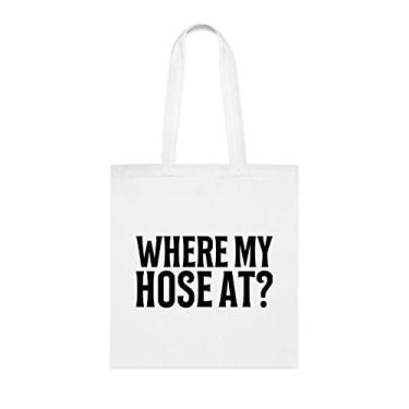 Imagem de Where My Hose At Sacola, Sacola Engraçada, Bolsa de Ombro, Sacolas Reutilizáveis, Cesta de Aniversário de Natal, Branco