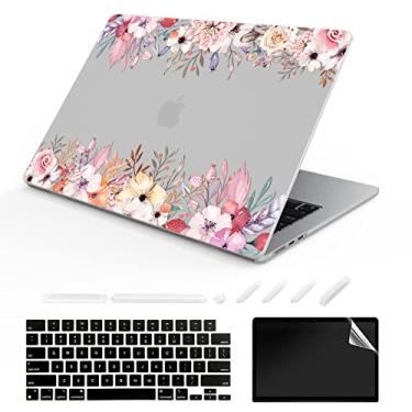 Imagem de ChashenHa Capa para MacBook Air de 13,6 polegadas lançada em 2022 (modelo A2681 M2 Chip) Capa rígida de plástico com impressão UV com protetor de teclado e protetor de tela, Flower-7