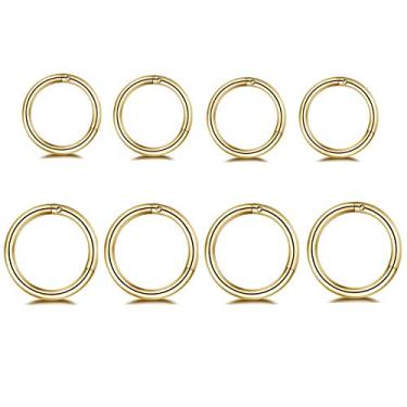 Imagem de NewZenro 8 peças de pijama de aço inoxidável cirúrgico para cartilagem Daith Pequeno argola de argola para mulheres pequenas com argola de septo articulado anel de nariz para mulheres masculino Helix Tragus Piercings joia 8 mm conjunto de 10 mm ouro 18 g