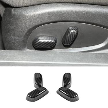 Imagem de RT-TCZ Ajuste do assento do encosto botão do interruptor do botão da tampa do acabamento acessórios de decoração de interiores para Chevrolet Camaro 2017-2022, 4 peças (grão de fibra de carbono)