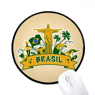 Imagem de DIYthinker Suporte de futebol Corcovado Papagaio Brasil Mouse Pad Desktop Escritório Tapete Redondo para Computador