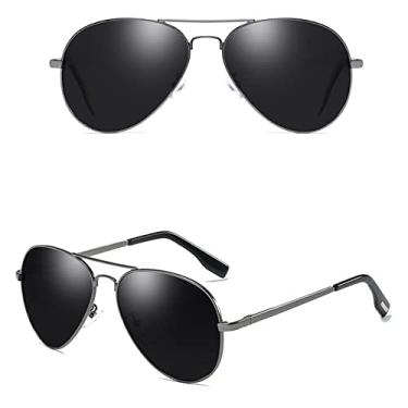 Imagem de Óculos de sol polarizados moda tons pretos clássico retrô feminino óculos de sol espelhados condução óculos de pesca, arma preta, lente polarizada