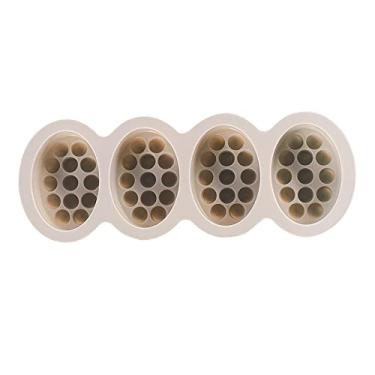 Imagem de Newmind Moldes de silicone para sabonete, 4 cavidades, molde de silicone para sabonete, barra de massagem, moldes ovais de sabonete para fazer sabonete, bolo, chocolate, molde artesanal