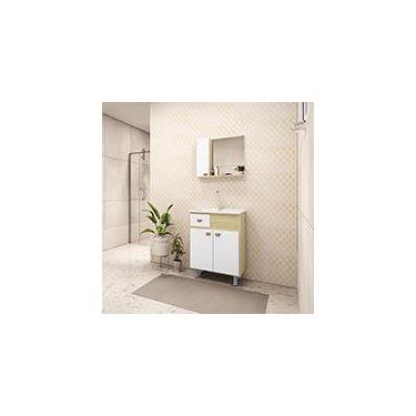 Imagem de Gabinete Para Banheiro Essenza 600 Com Pés - Pinho/Branco - Gaam