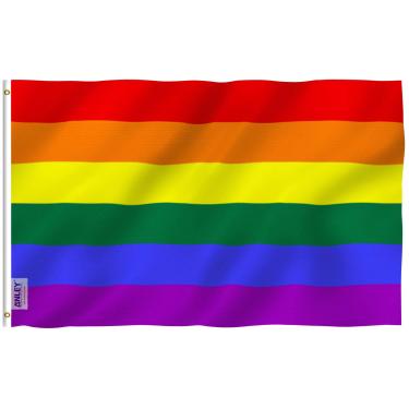 Imagem de ANLEY Fly Breeze 3x5 Foot Rainbow Flag 6 Stripes - Cores vivas e resistente ao desbotamento UV - Cabeçalho de lona e costura dupla - Bandeiras do orgulho gay Banner Poliéster com ilhós