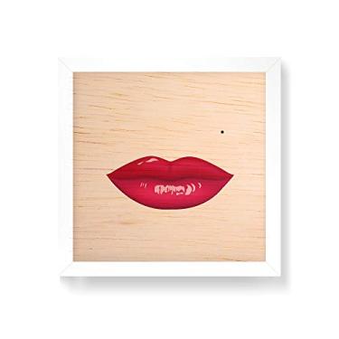 Imagem de Arte Maníacos Quadro decorativo com moldura caixa branca em Madeira - Boca - 30x30cm