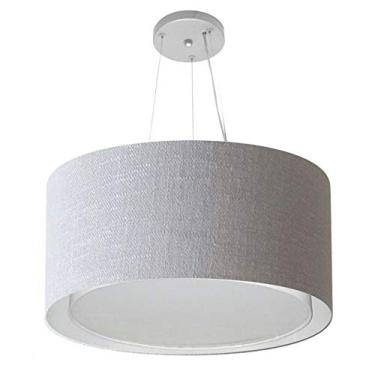 Imagem de Lustre Pendente Cilíndrico Duplo Cúpula Tecido 30/50x40 cm, Vivare Iluminação, Pendente4300 CZ, Cinza, Médio
