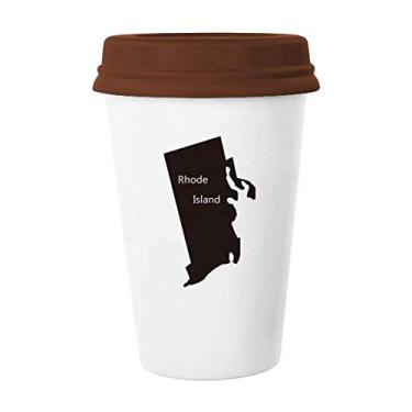Imagem de Rhode Island USA Mapa Contorno Caneca Café Copo Cerâmico Copo de Cerâmica
