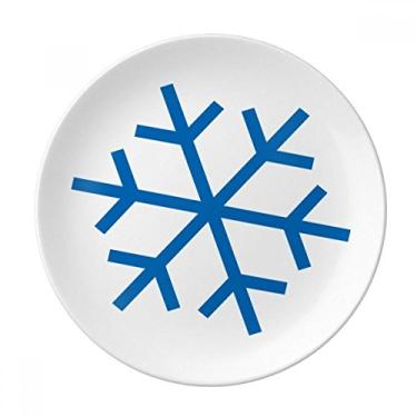 Imagem de Prato de inverno esportivo floco de neve azul decorativo de porcelana salver louça de jantar
