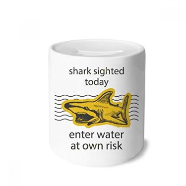 Imagem de DIYthinker Tubarão entram na água por conta própria, caixa de dinheiro de cerâmica porta-moedas presente de cofrinho