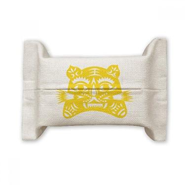 Imagem de Year of Tiger Animal China Zodíaco Suporte de capa de papel para lenços faciais Saco de linho de algodão