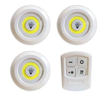 Imagem de Multimarcas Combo 3 Luminárias LED Spot Sem Fio Controle Remoto Branco