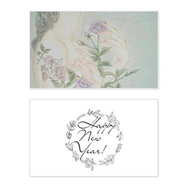 Imagem de Bela Flor Roxa Pintura Chinesa Ano Novo Festival Cartão Bless Mensagem Presente