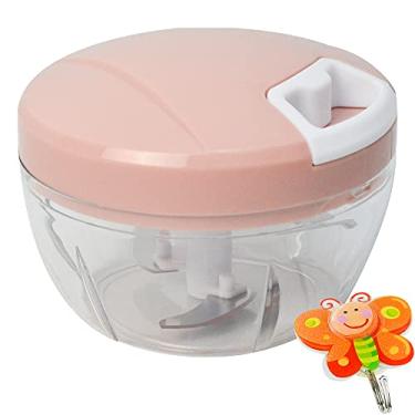 Imagem de Mini Processador e Triturador de Alimentos Manual 3 Lâminas Rosa + Gancho Parede CBRN17874 Commerce Brasil