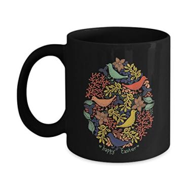 Imagem de Caneca de café de cerâmica com design de pássaros de páscoa feliz ideia de presentes