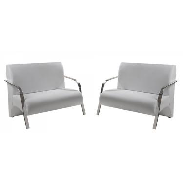 Imagem de Kit 2 Poltrona Vênus 2 Lugar Braço Alumínio DSalla Tecido Sintético (Courino) 