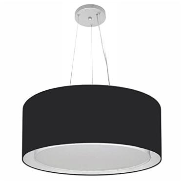 Imagem de Lustre Pendente Cilíndrico Duplo Cúpula Tecido 50x25 cm, Vivare Iluminação, Pendente4124 PR, Preto, Médio