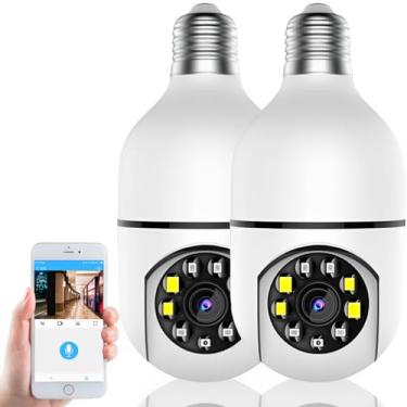 Imagem de Kit 2 Câmeras Lâmpadas de Segurança Ip Wifi 360 Giratória Visão Noturna Full Hd Com Anatel e Sensor de Movimento e Infravermelho