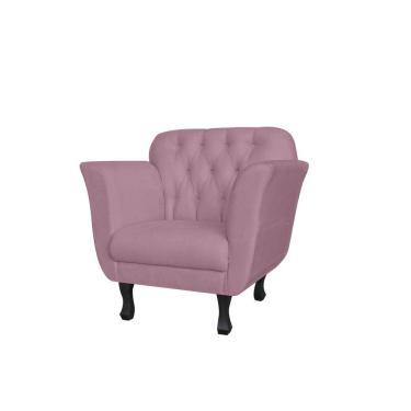 Imagem de Poltrona Decorativa Dália Suede Rosê Pés Madeira Mz Decor