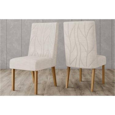 Imagem de Cadeira Sala De Jantar Eloá Kit 2 Un Nature-veludo Light Linho - Henn
