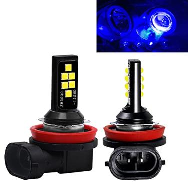 Imagem de SOCAL-LED 2x H11 H8 Lâmpada de neblina LED Avançada 3030 SMD Lâmpada DRL colorida brilhante para uso diurno, Azul