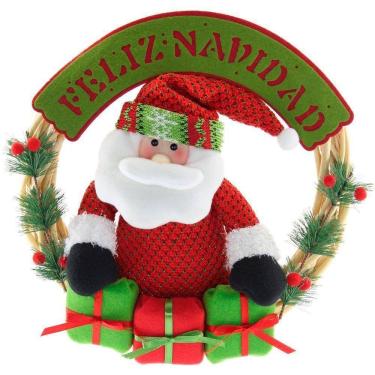 Imagem de Guirlanda Natalina Feliz Natal Em Madeira Papai Noel