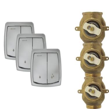 Imagem de Kit Acabamento Salvágua Cromado + Válvula de Descarga de 1.1/2 DN 40 de Baixa Pressão Docol Com 3 de Cada