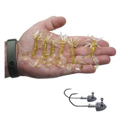 Imagem de 6 Iscas Artificial Pesca Soft Grub Silicone 2 Anzol Jig Head