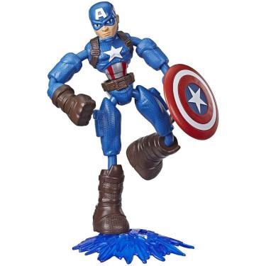 Imagem de Avengers Marvel Bend e Flex Action Figure Toy, 6-Inch Flexible Captain America Figure, inclui acessório de explosão, para crianças de 4 anos ou mais