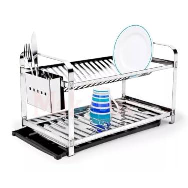 Imagem de Escorredor de Louças 20 Pratos com Porta Talher Inox e Bandeja Mak-Inox 2220