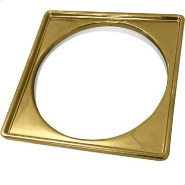 Imagem de Dona D Cor, Porta Grelha Dourado 15x15 Caixilho Aço Inox 304 Quadrado Suporte Para Ralo Click 15cm Box Banheiro Lavanderia Quintal Sacada Gold Brilhoso