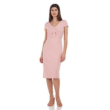 Imagem de JS Collections Vestido midi feminino Luciana gola V, Blush, 36