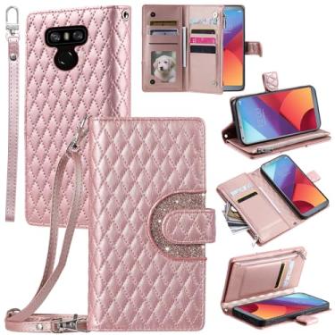 Imagem de Furill Capa de telefone para LG G6 capa carteira com alça de pulso transversal alça de ombro 9+ compartimentos para cartões bolsa com zíper bolsa de couro suporte celular LGG6 ThinQ LG6 Thin Q G 6