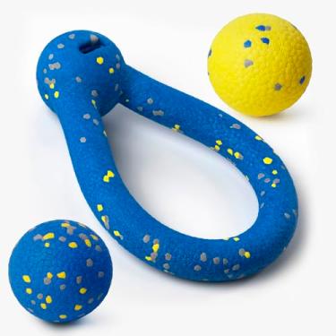 Imagem de Brinquedos para cães indestrutíveis, brinquedos para cães grandes, discos voadores para raças médias/grandes, anel de treinamento de cães, brinquedos flutuantes para arremessar, pegar voar, brinquedo