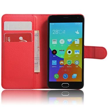Imagem de Capa carteira MEIZU M2, capa carteira flip de couro PU premium com compartimento para cartão, suporte e fecho magnético [capa interna de TPU à prova de choque] compatível com MEIZU M2
