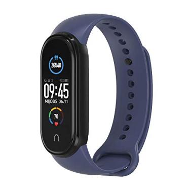 Imagem de Nandos-Store - Pulseira NSmart compatíveis com MI BAND 1/ MI BAND 2 / MI BAND 3 / MI BAND 4 / MI BAND 5 / MI BAND 6 / MI BAND 7 - (MI BAND 6, Azul Escuro com Preto)