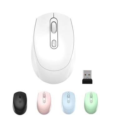 Imagem de ONE-UP Mouse sem fio, 2,4G, silencioso, nano receptor USB, para laptop, Chromebook, PC, Mac, Windows e trabalho escolar (branco)