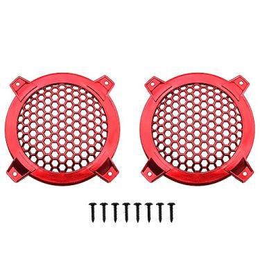 Imagem de Capa de grelha de 10 cm DGZZI 2 peças 10 cm vermelho redondo ABS grades de plástico capas de alto-falante de áudio para carro Woofer Subwoofer Grill