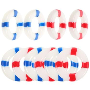 Imagem de 50 pçs paisagem de vida boia náutica decoração de casamento miniatura boia salva-vidas mini estatuetas de praia de vida em miniatura costeiros mini vasos para